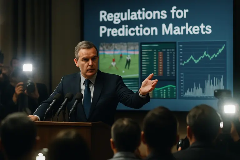 Analyst studies policy notes and sports market data in an office