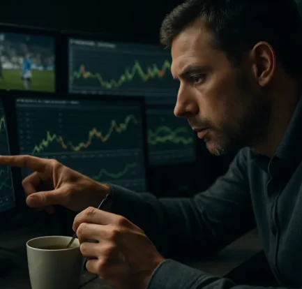 Same-Game Parlay Pricing dashboard showing hold and handle charts on a workstation