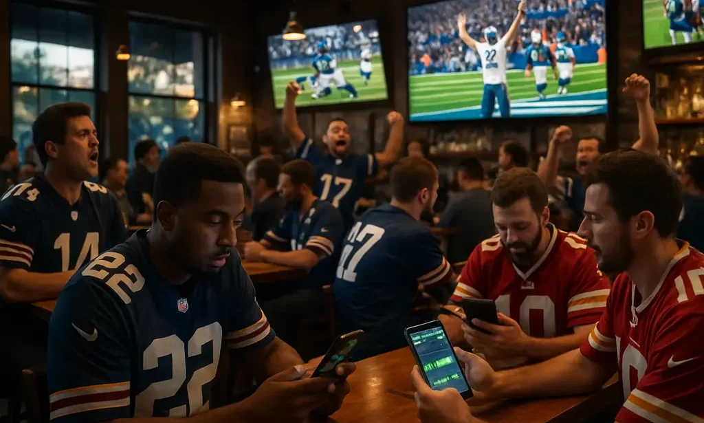 NFL Wagering Projection dashboard with football market charts and handle data