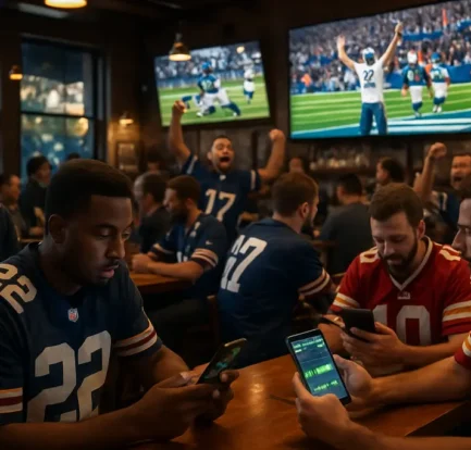 NFL Wagering Projection dashboard with football market charts and handle data
