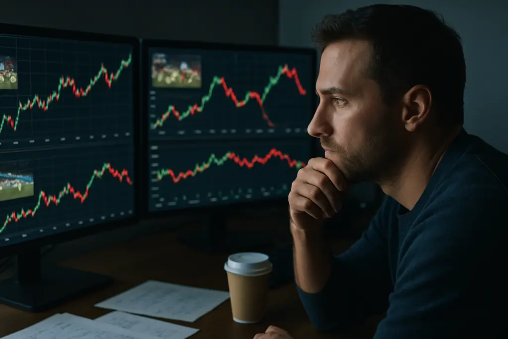 Prediction Markets dashboard with sports contract volume charts and order-book depth indicators