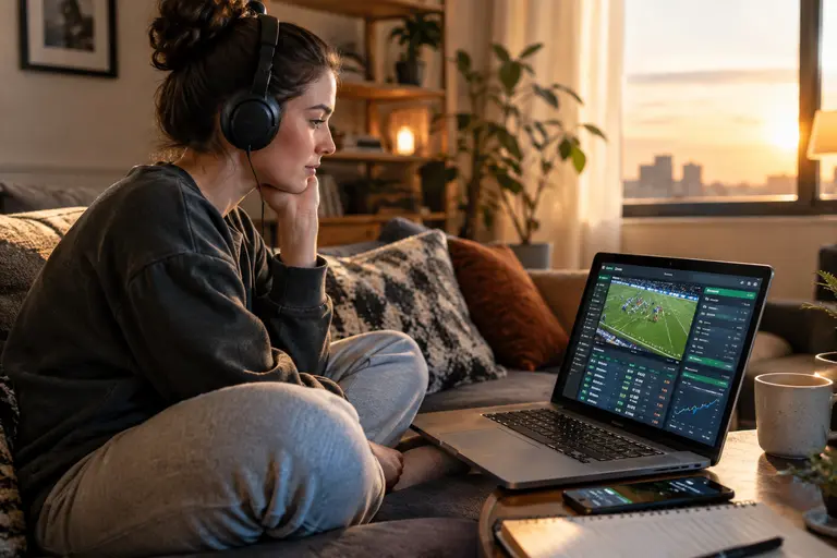 Sports betting analyst comparing accessible sportsbook accounts on a laptop
