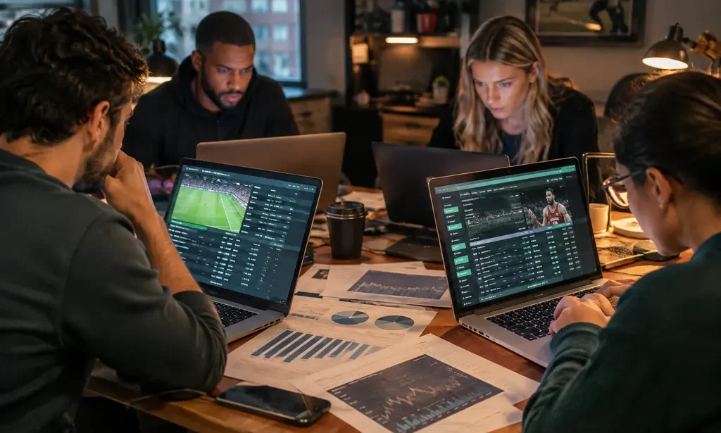 Sportsbook AI Rules analysis on a laptop beside New York regulatory notes