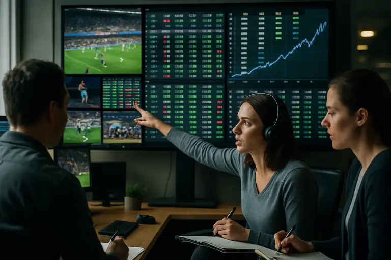 Spreadsheet of sportsbook reporting fields beside printed compliance documents